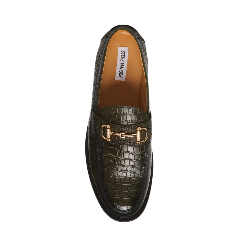 Loafers Steve Madden Wallace Crocodile Hombre Verde Oscuro | ES PL6E82